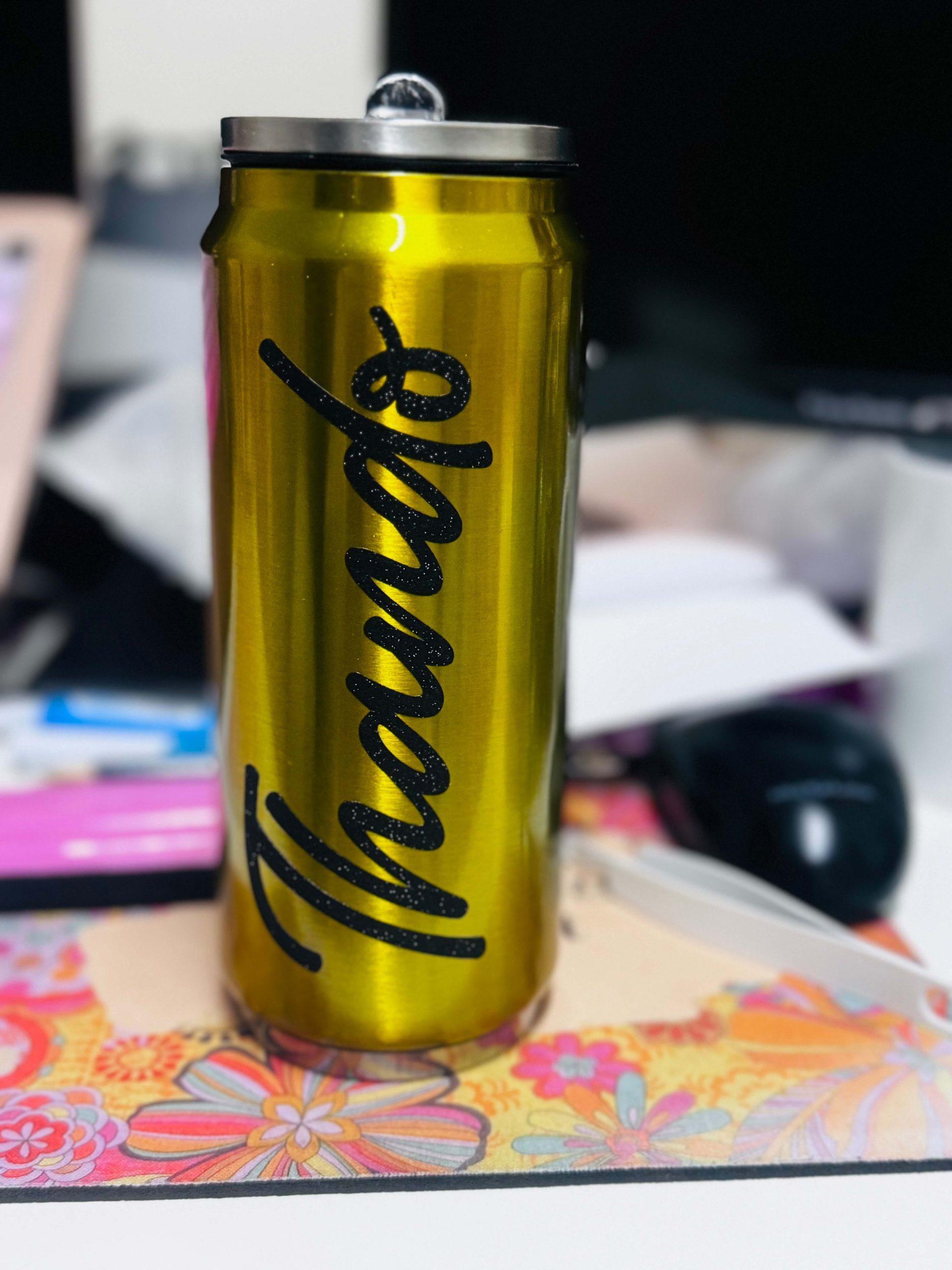 Gold Steel Cup Personalised with a name